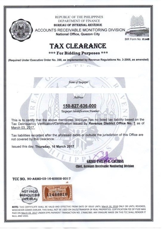 Application For Tax Clearance Certificate Tax Clearance Certificate