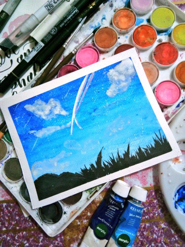Landscape Watercolor Painting: Anime Inspired theme