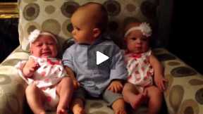 Adorably Confused Baby Meets Twins