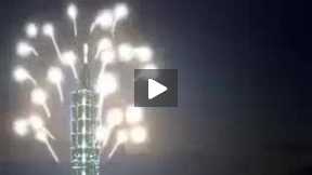 fireworks on building