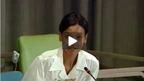 Supermodel and World Health Organization Ambassador Liya Kebede speaks at the UN Secretary Generals Forum