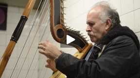 Sound of Silence on the Harp in NYC subway